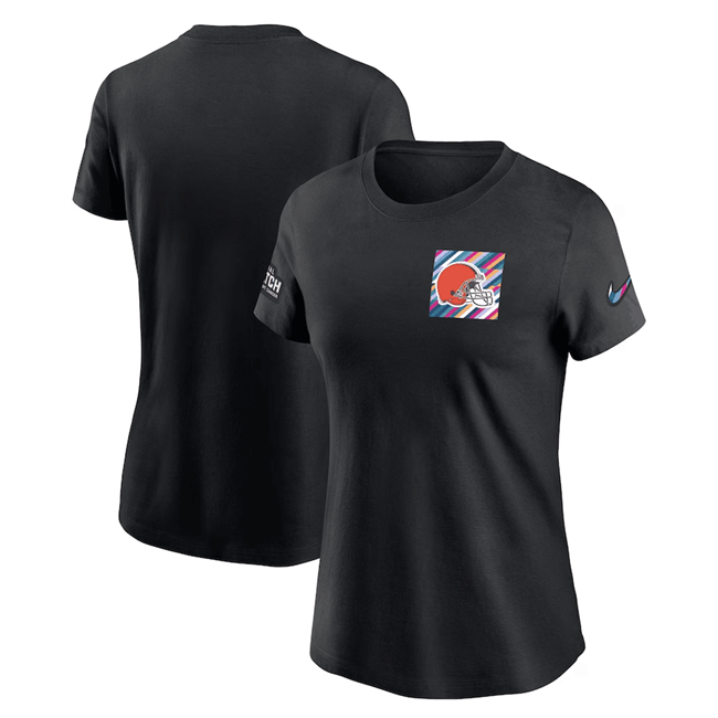 Women's Cleveland Browns Black 2023 Crucial Catch Sideline Tri-Blend T-Shirt(Run Small)